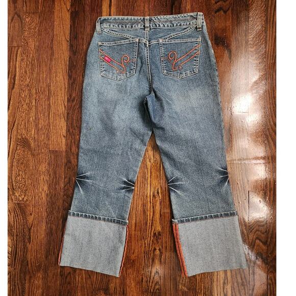 Fubu capri denim Juniors/ladies Sz 7/8 cuffed medium wash mid-rise - Picture 10 of 12